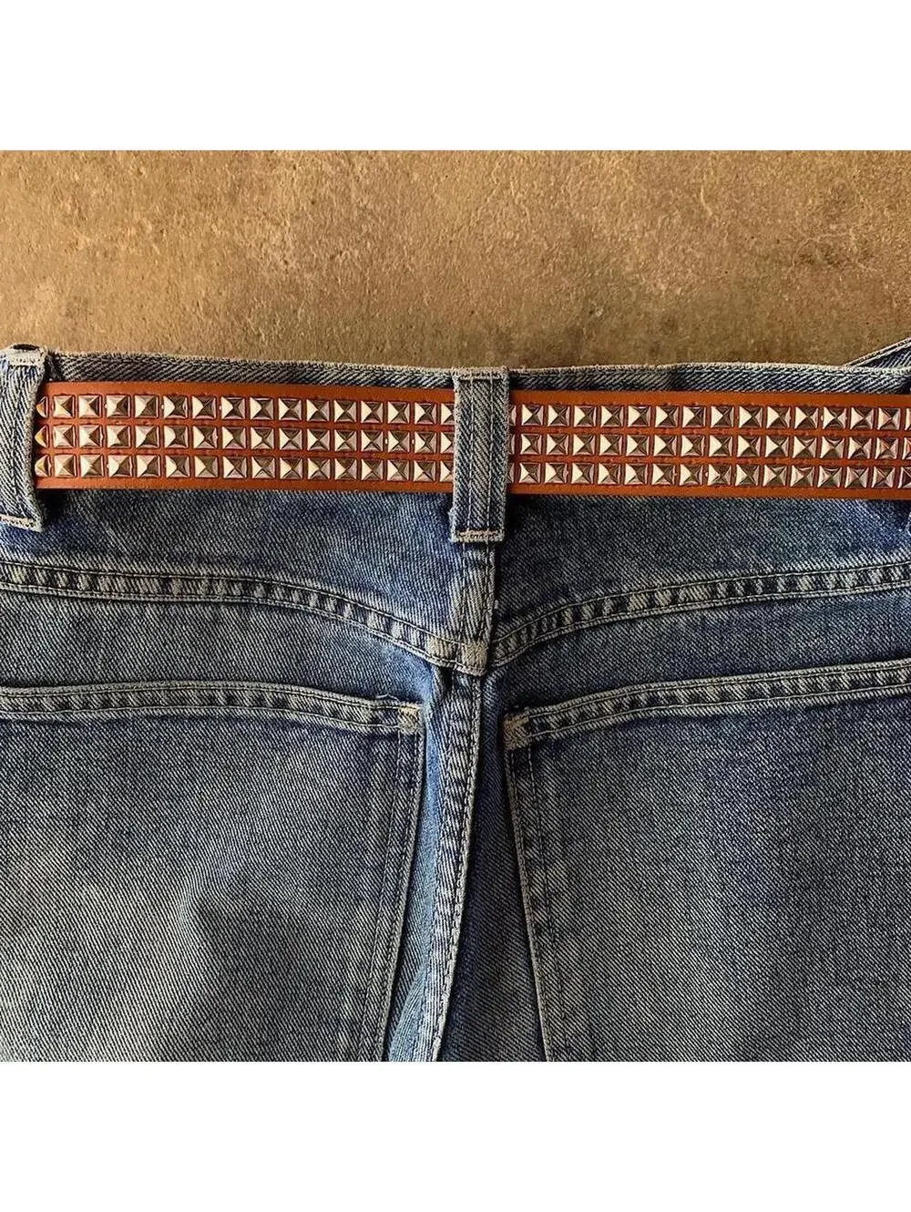 Cyber Grunge Diamond Studded brown essential belt. Y2k 2000s style. Fits a